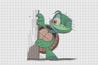 I Peeking You Turtle Embroidery Design