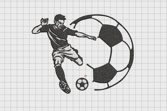 Soccer Player Kick Soccer Ball Embroidery Design