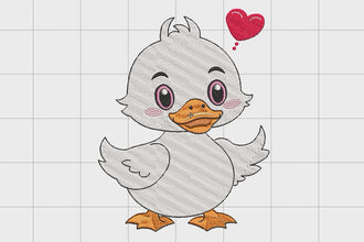 Cute Duck Feel In Love Embroidery Design