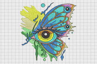 Eye with Butterfly Embroidery Design