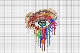 Beautiful Rainbow Woman Eye Embroidery Design