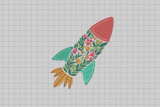 Floral Rocket Embroidery Design