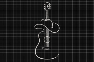 Country Music Guitar Linart Embroidery Design