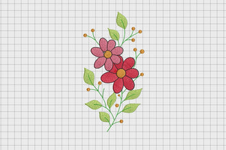 Simple Red Flowers Embroidery Design