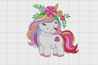 Floral Unicorn Embroidery Design