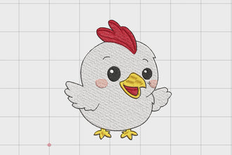 Cute Happy Chicken Embroidery Design