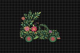 Floral Truck Embroidery Design