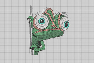 I Peeking You Lguana Embroidery Design