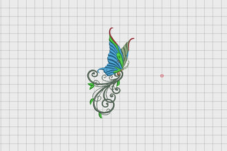 Butterfly & Flowers Embroidery Design