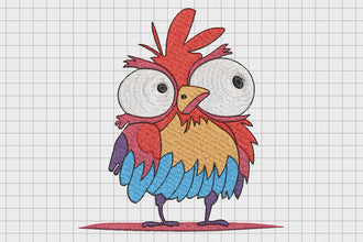 Colorful Cartoon Style Chicken Embroidery Design