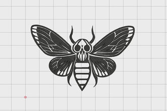 Skull Moth Embroidery Design