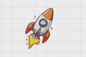 Space Rocket Embroidery Design