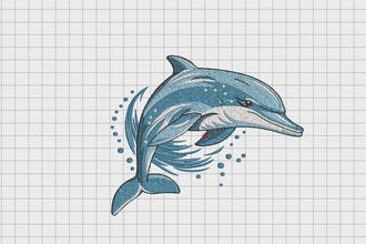 Jumping Cute Dolphin Embroidery Design