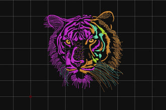 Colorful Tiger Head Design for Embroidery Machines
