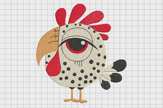 Funny Crazy Chicken Embroidery Design