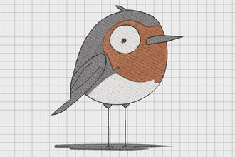 Cartoon Robin Bird Embroidery Design