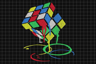 Melting Rubik Cube Embroidery Design
