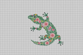 Floral Lizard Embroidery Design