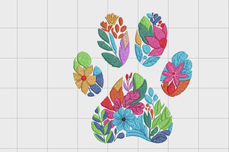 Flower Animal Paw Embroidery Design
