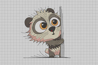 I Peeking You Panda Embroidery Design