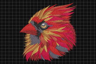 Colorful Cardinal Bird Embroidery Design
