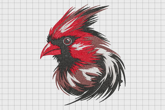 Red Cardinal Bird Embroidery Design Nature Inspired Stitch Art