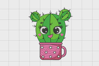 Cartoon Cactus Embroidery Design