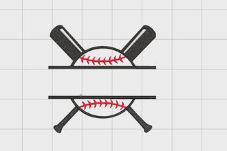 Baseball Split Name Frame Embroidery Design