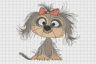 Crazy Dog Embroidery Design