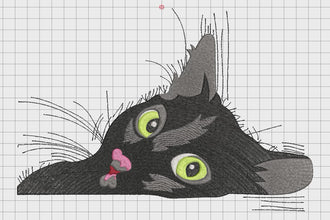 Cute Black Cat Embroidery Design