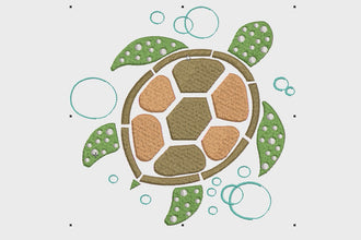 Cute See Turtle Embroidery Design