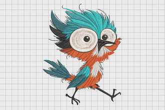 Cartoon Colorful Bird Embroidery Design