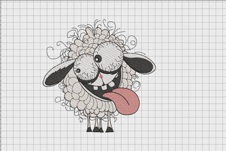 Crazy Sheep Embroidery Design