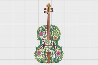 Flower Cello Embroidery Design