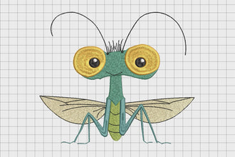 Cute Grasshopper With Big Eyes Embroidery Design