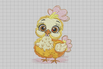 A Cartoon Chicken Embroidery Design