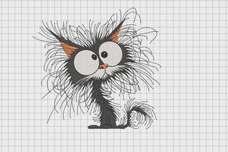 Scary Funny Crazy Cat Embroidery Design