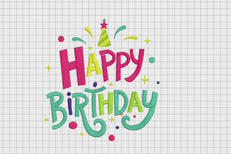 Happy Birthday Embroidery Design