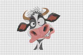 Funny Cow Face Embroidery Design