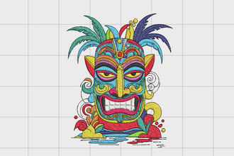 Tiki Mask Embroidery Design