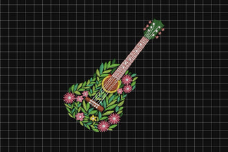 Floral Guitar Embroidery Design