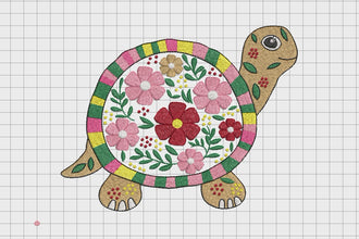 Flower Turtle Embroidery Design