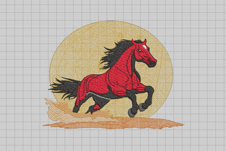 Vintage Horse Racing Embroidery Equestrian Machine Design