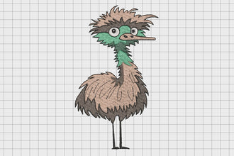 Cute Ostrich Bird Embroidery Design