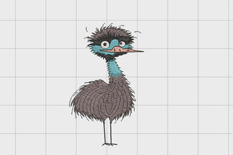 Crazy Ostrich Bird Embroidery Design