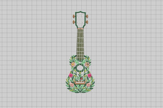 Floral Ukulele Embroidery Design